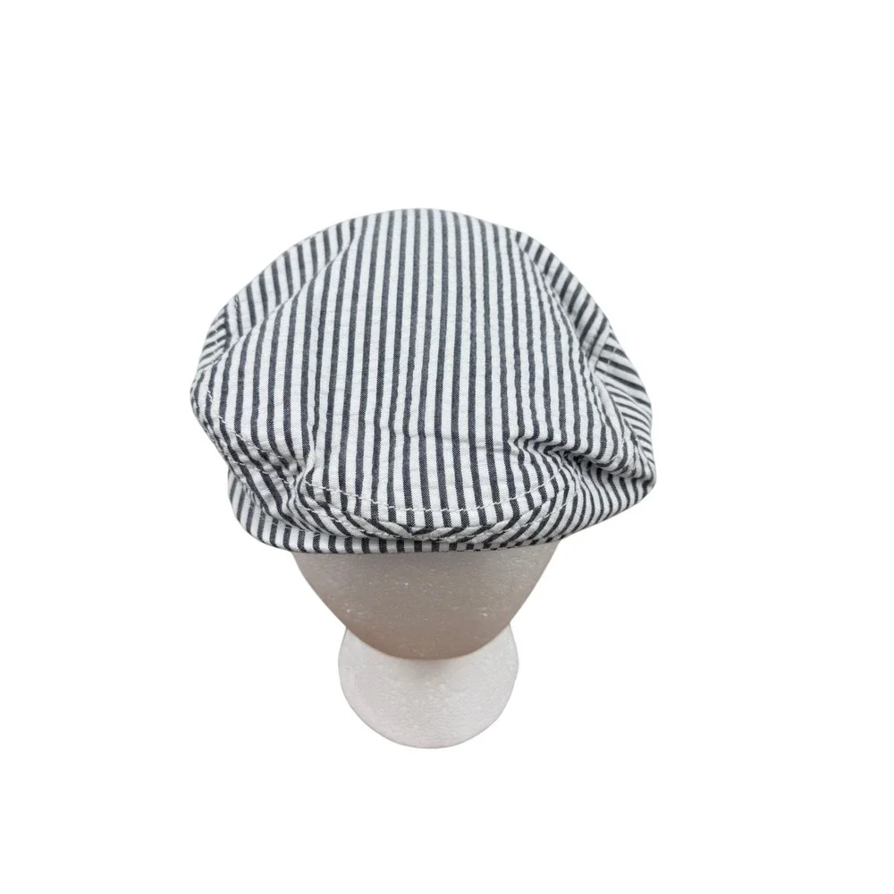 Gymboree Boys Seersucker Stripe Newsboy Flat Cap Hat Blue White 4T-5T Dressed Up